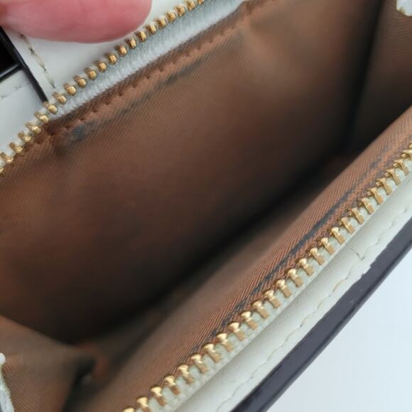 Coach Wallet Crossgrain Leather Monogram White Brown Medium Bifold Logo Compact - Picture 8 of 14